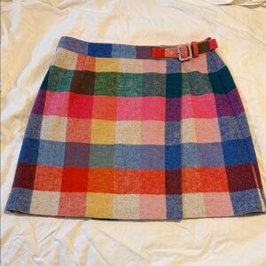 Boden Multicolor Plaid Mini Skirt with Buckle NWT size 12